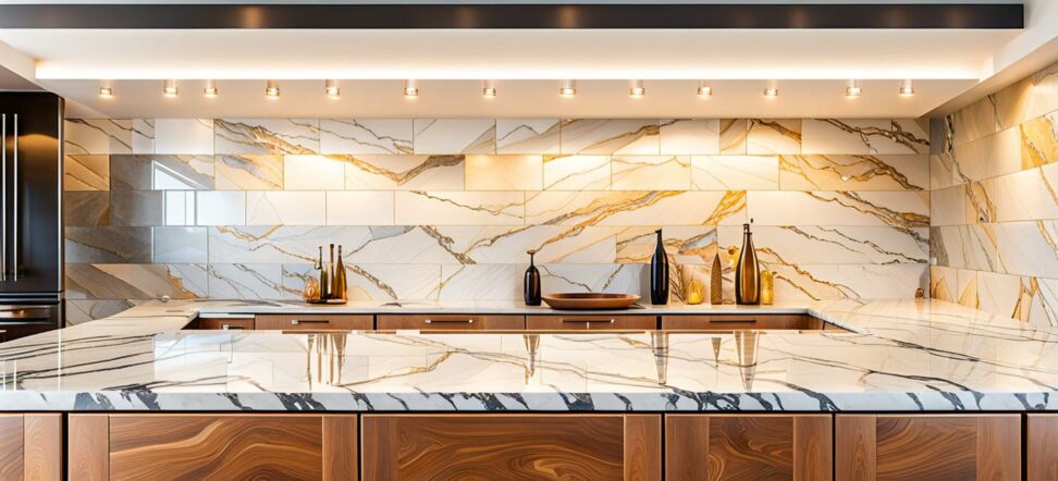 backsplash with marble counters