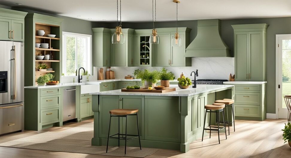 best sage green for kitchen cabinets