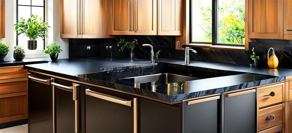 black granite quartz composite undermount kitchen sink