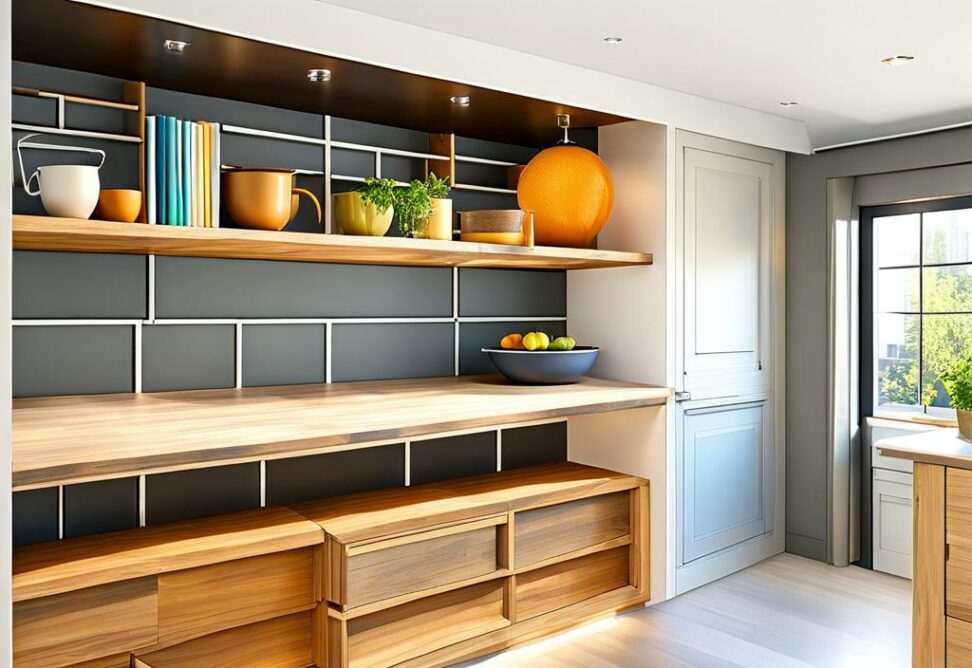 brackets for open shelving in kitchen