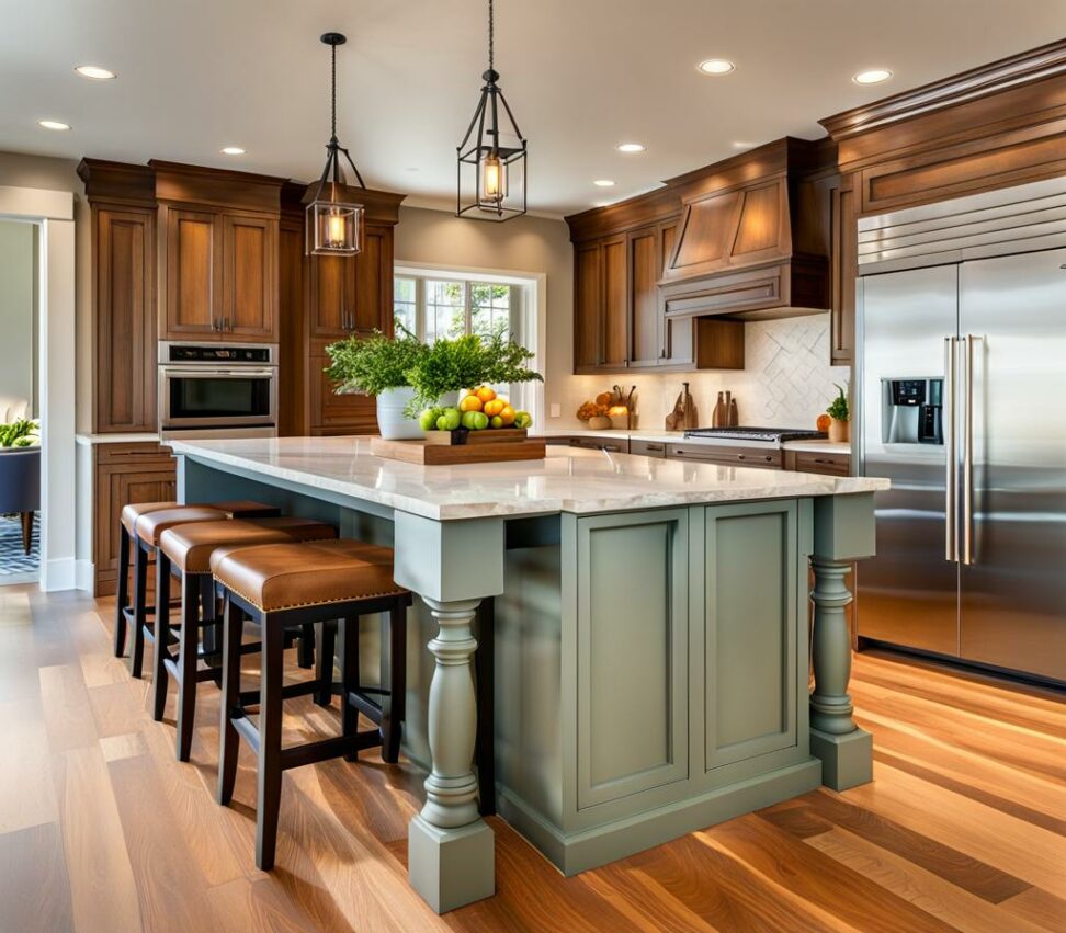 decorative posts for kitchen island