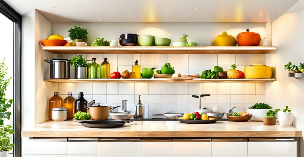 deep floating shelves for kitchen