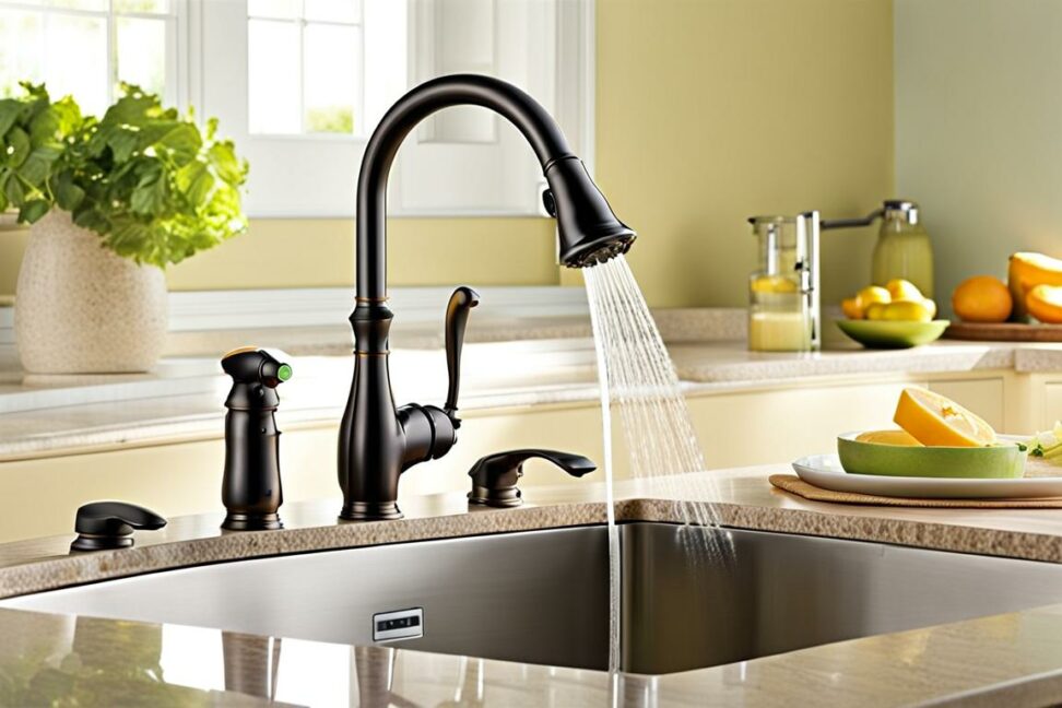 delta kitchen faucets with sprayer and soap dispenser