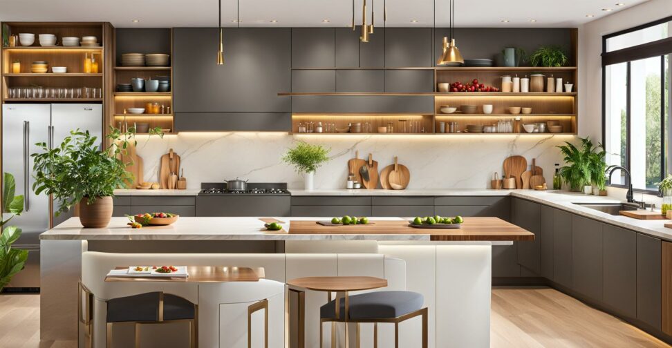 floating shelf height kitchen