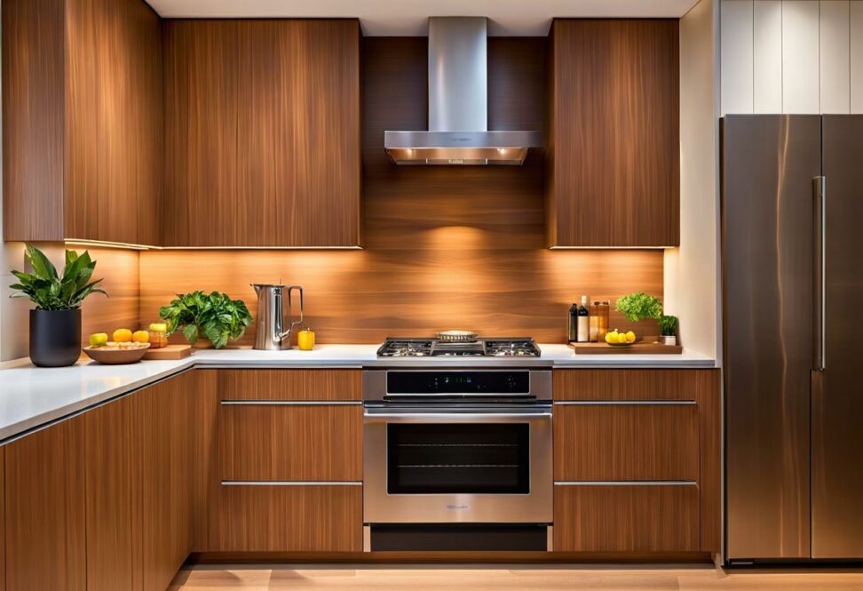horizontal grain kitchen cabinets