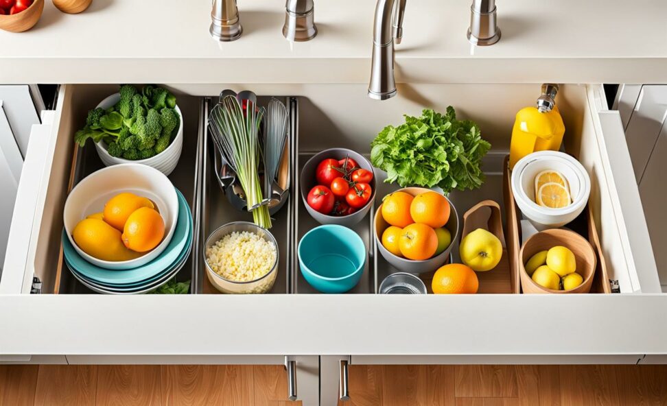 ideas for organizing under kitchen sink