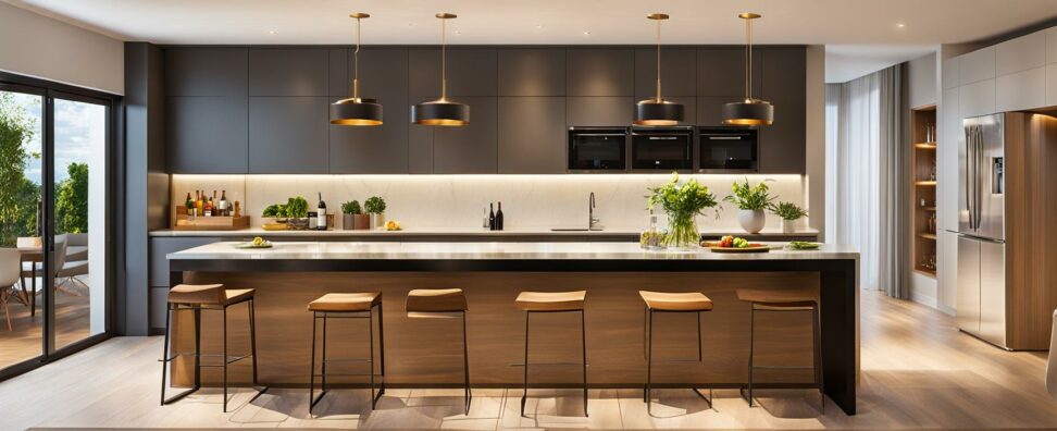 kitchen bar table against wall