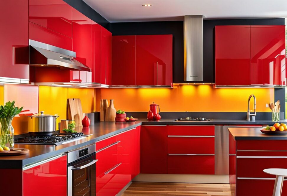 kitchen color schemes with wood cabinets