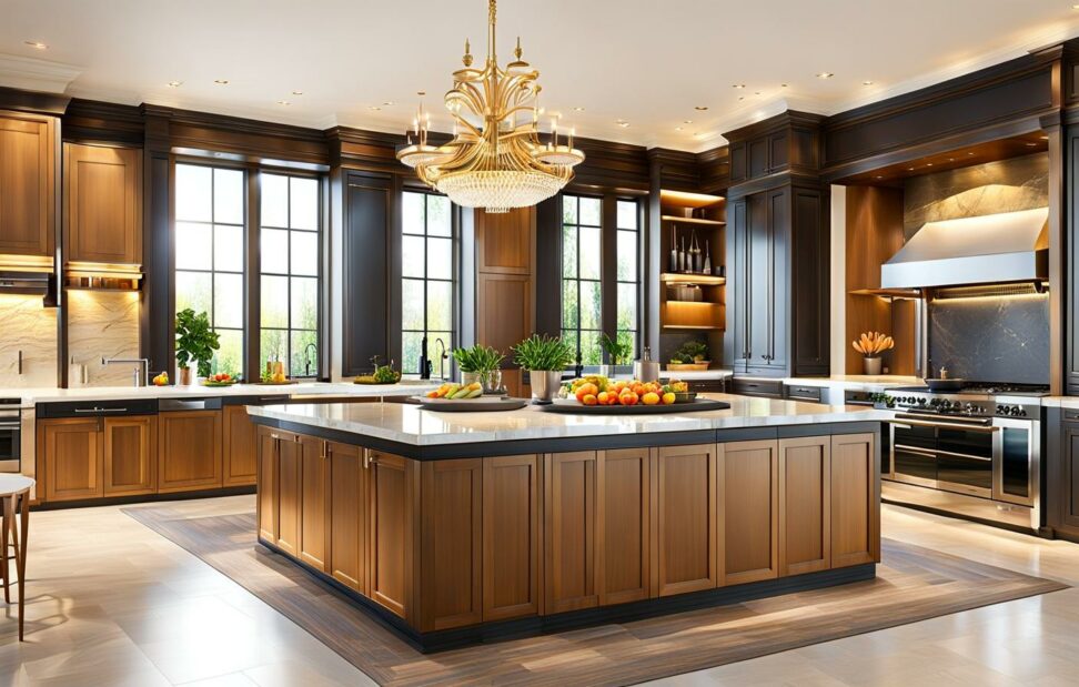 kitchen island with pillars