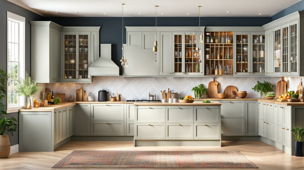 kitchen layout with corner pantry