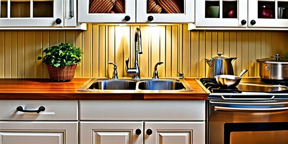 kitchens with beadboard backsplash