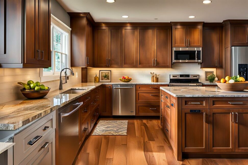 matching kitchen cabinets flooring and countertops