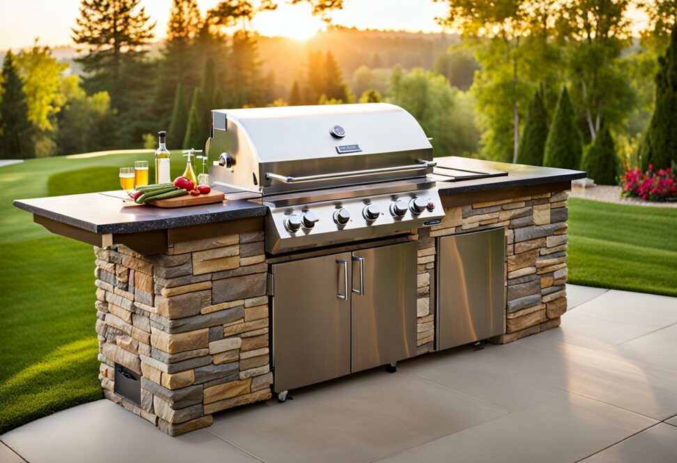 outdoor kitchen with flat top grill