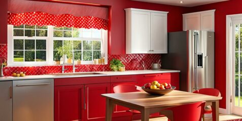 red kitchen curtain sets