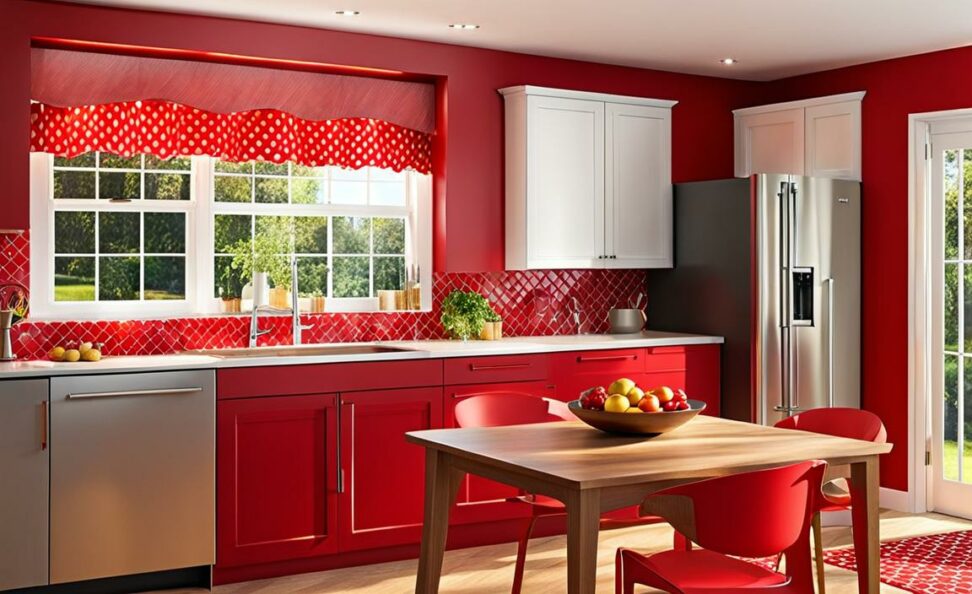 red kitchen curtain sets