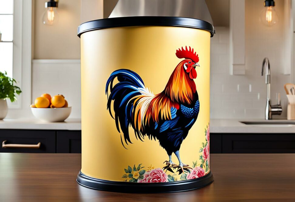 rooster kitchen trash can
