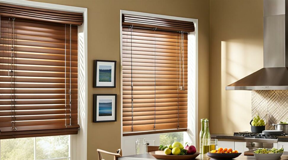wood blinds for kitchen windows
