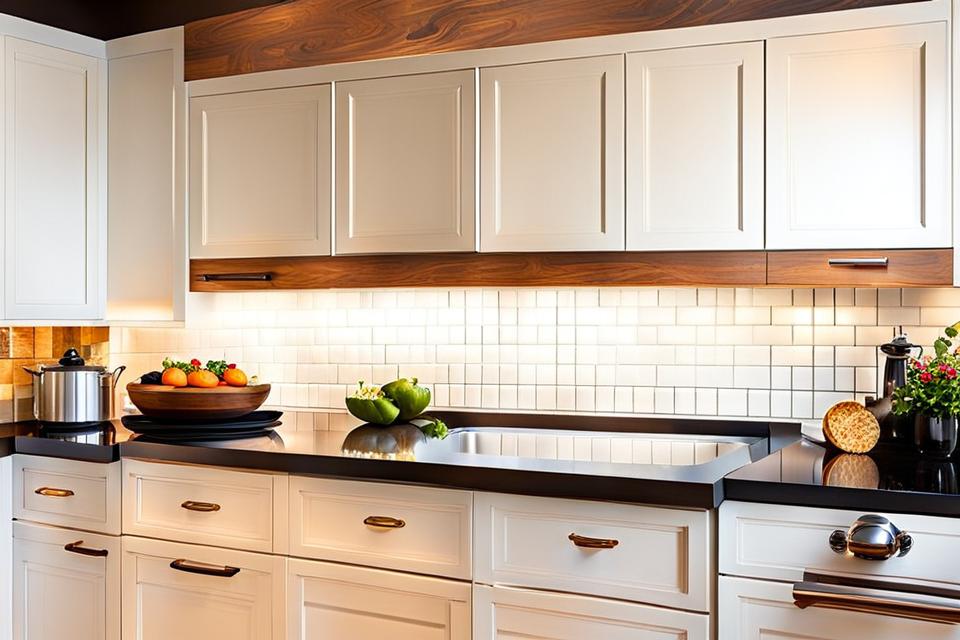 backsplash for white cabinets and dark countertops