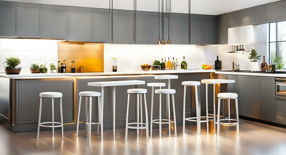 bar stools for grey and white kitchen