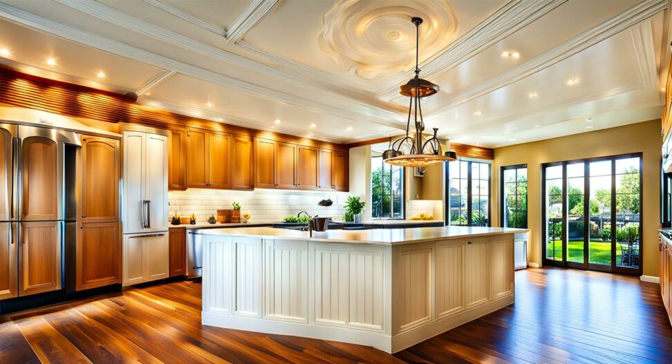 beadboard ceiling in kitchen