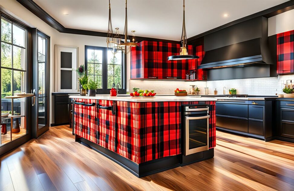 black and white buffalo plaid kitchen decor