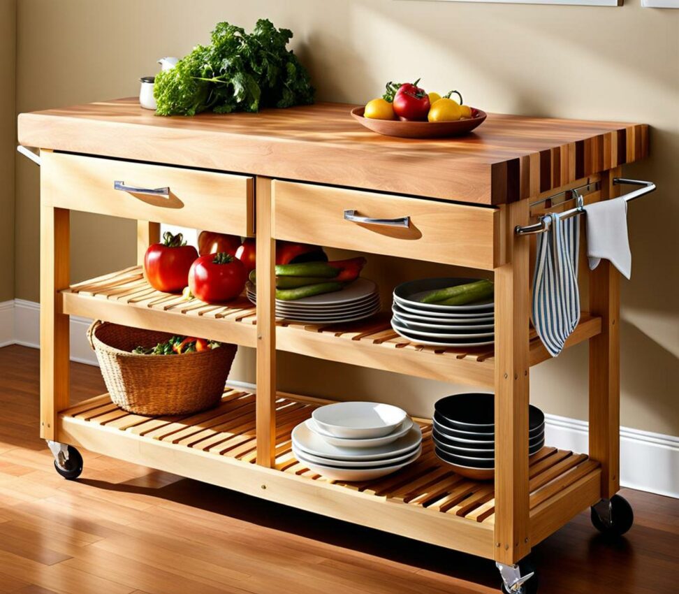 butchers block kitchen cart