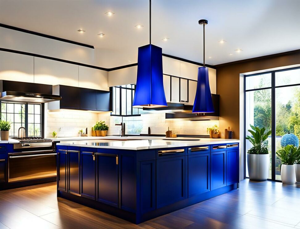 cobalt blue pendant lights kitchen