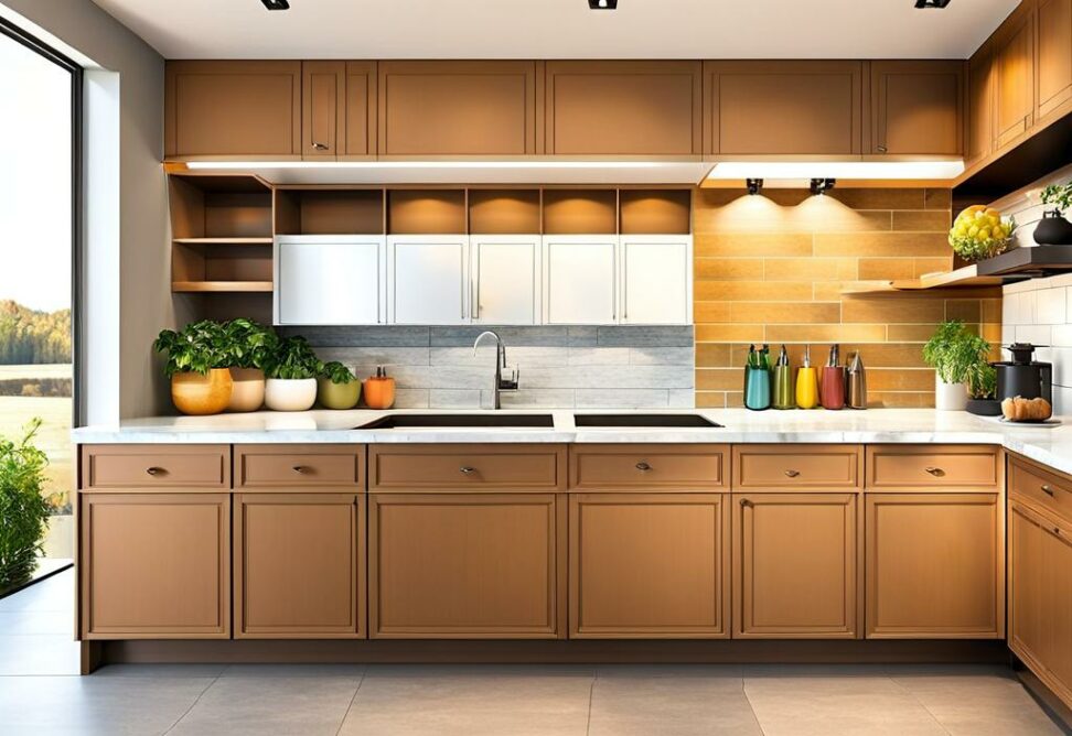 different color countertops in kitchen