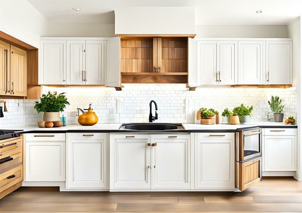 farmhouse kitchen backsplash with white cabinets