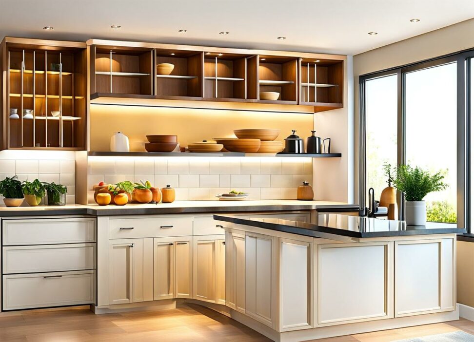 kitchen cabinet open end shelf
