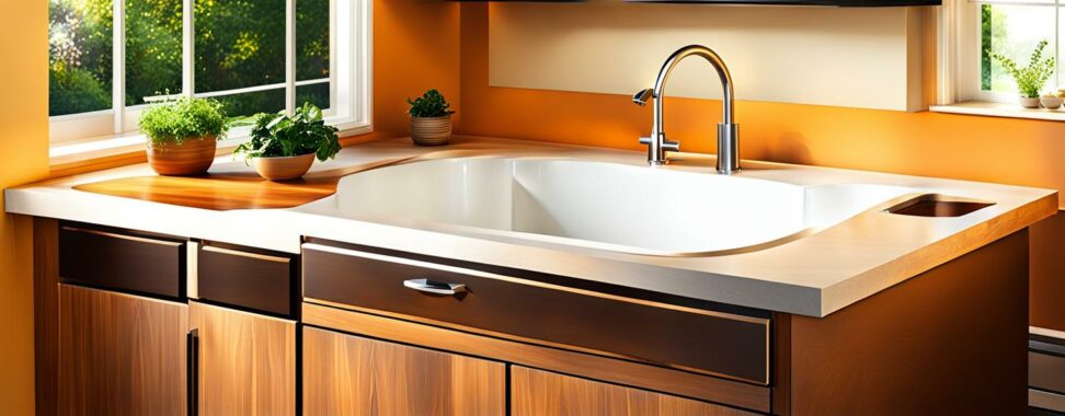 kitchen countertop with sink cut out