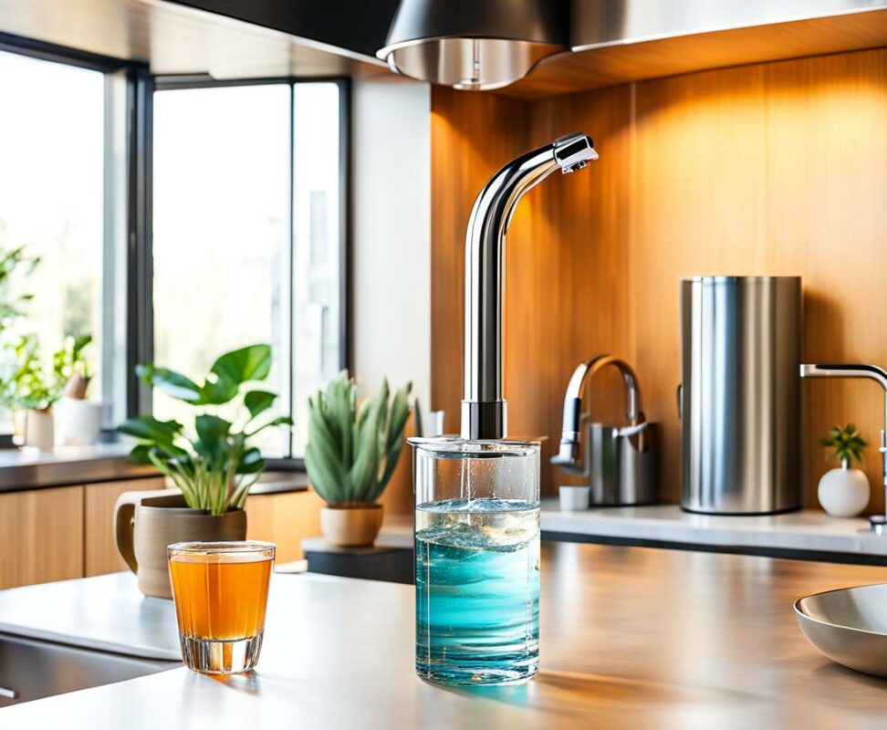 kitchen faucet with filtered water dispenser