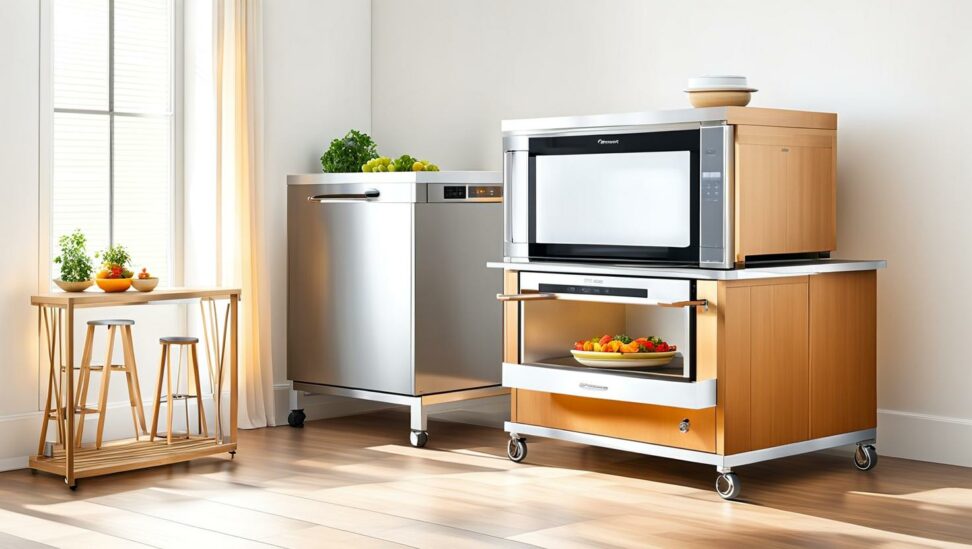 kitchen island cart with microwave shelf