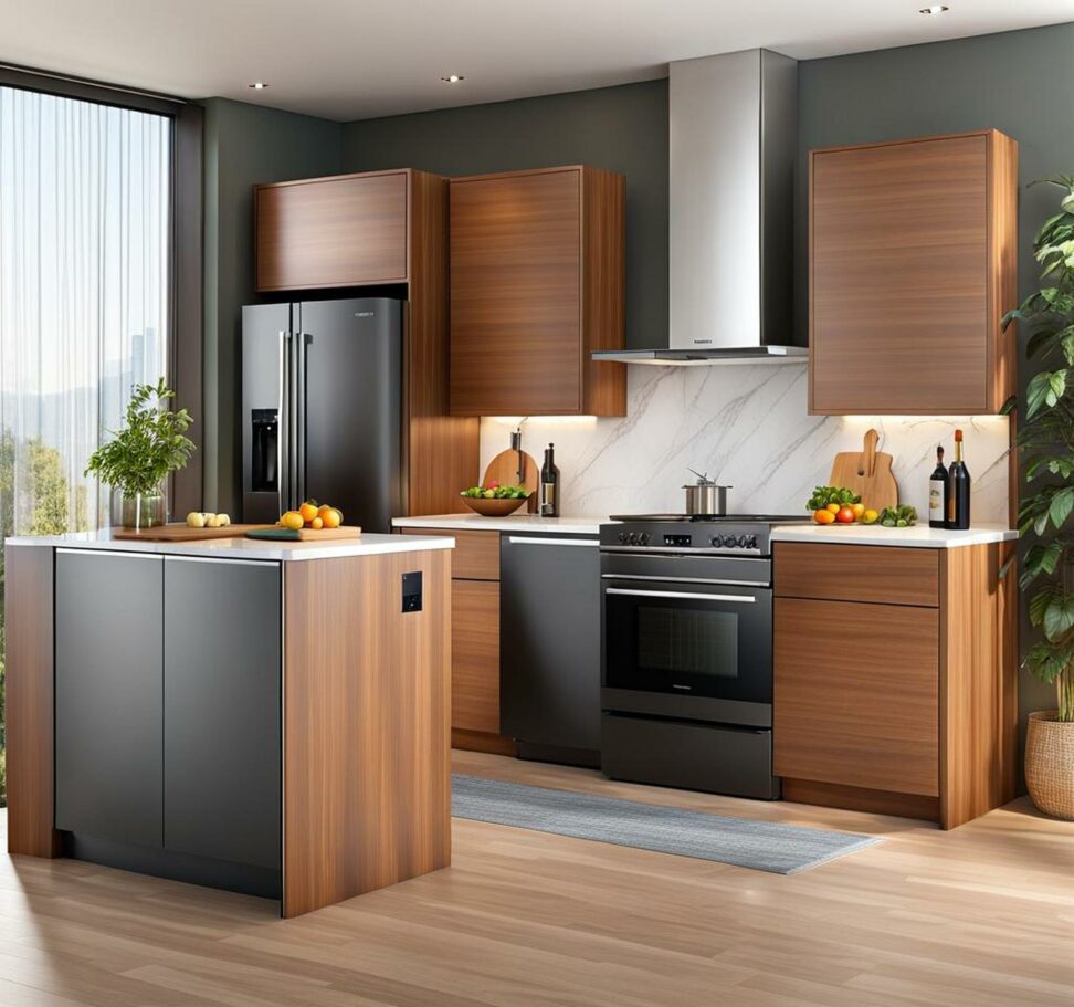 kitchen island with mini fridge