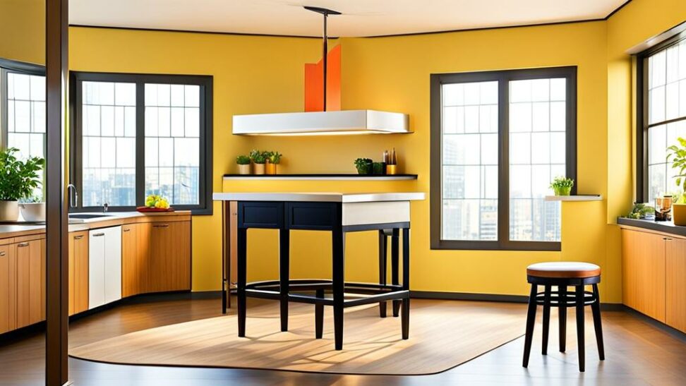 kitchen table with stools underneath
