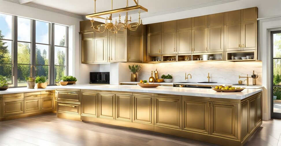 kitchens with gold hardware