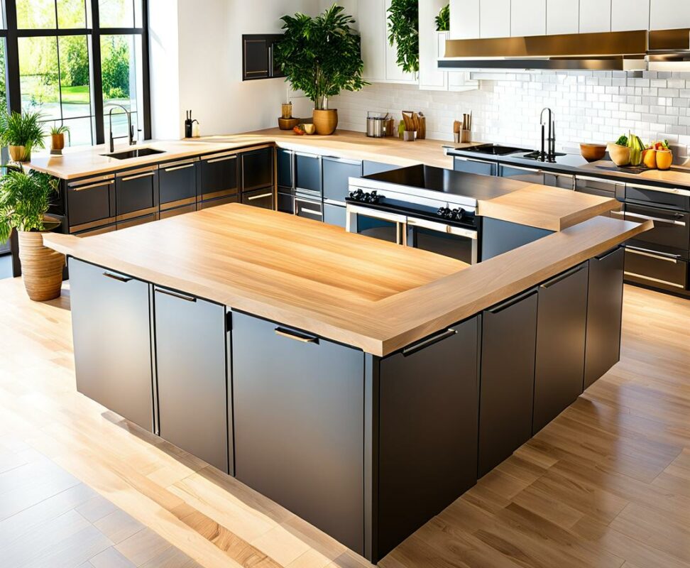 large kitchen island with seating