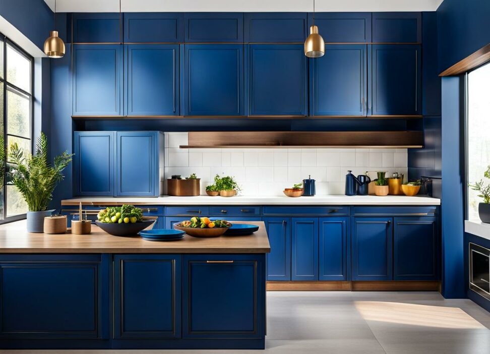 modern blue kitchen cabinets