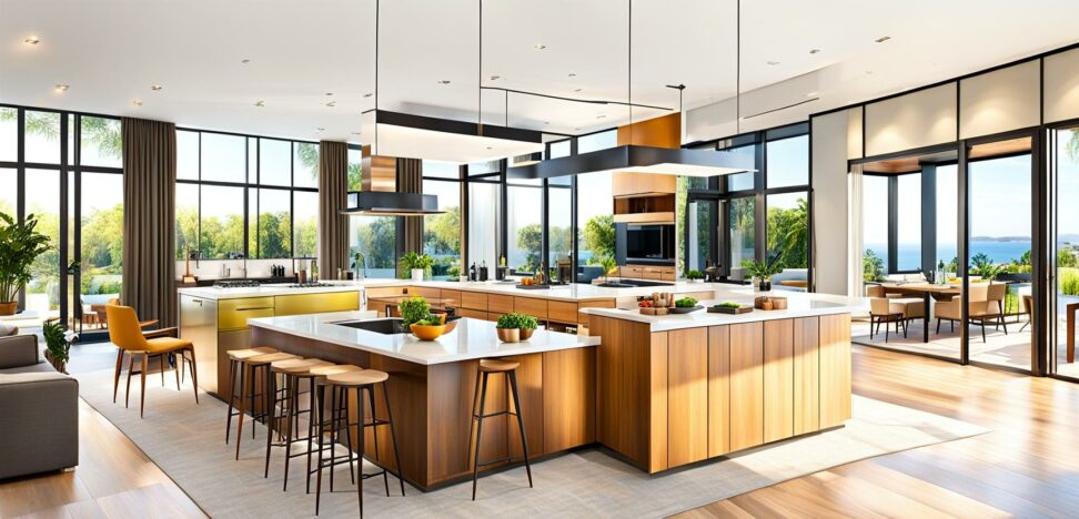 modern open kitchen designs with living room