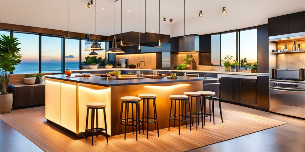 modern small kitchen with island