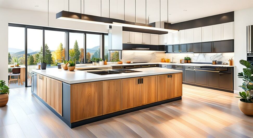 modern u shaped kitchen with island