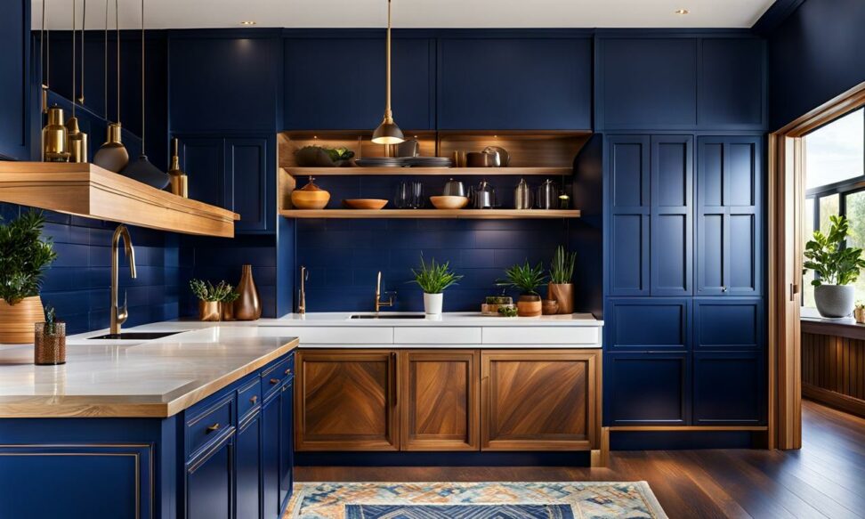 navy blue kitchen walls
