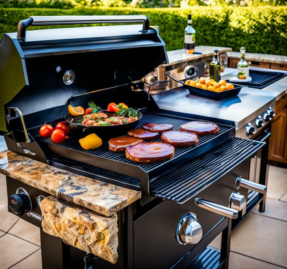 outdoor kitchen with blackstone griddle