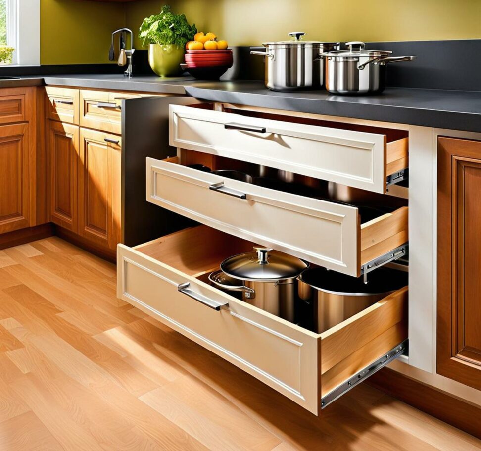pots and pans drawer base kitchen cabinet