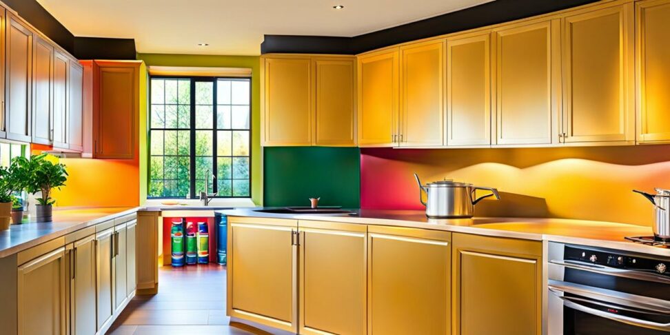 spray painting kitchen cabinets with cans