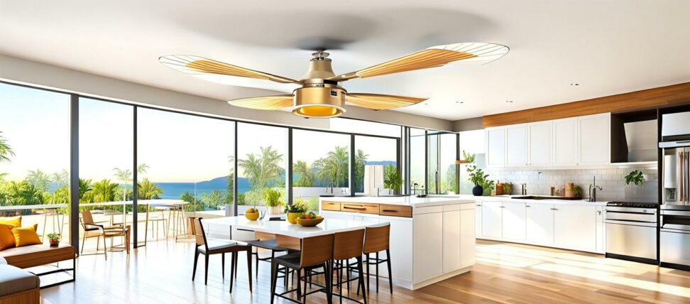 white kitchen ceiling fan with light