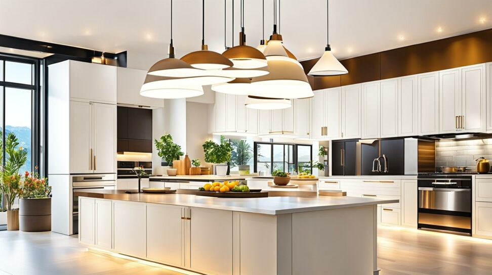 white pendant lights for kitchen island