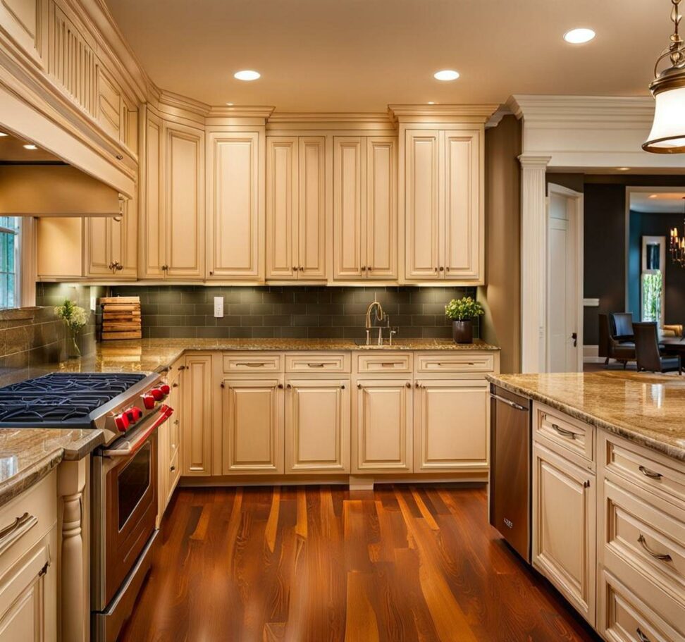 before and after refinished kitchen cabinets