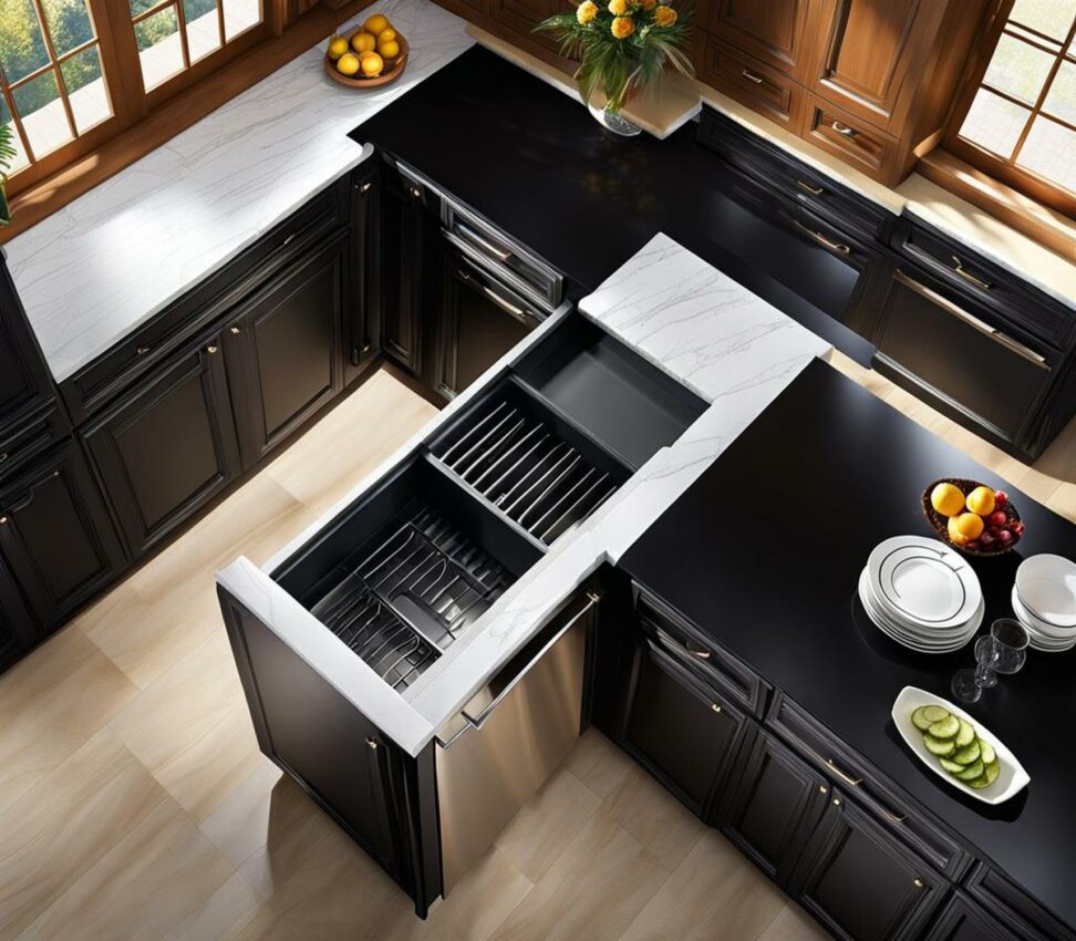 black n white kitchen cabinet