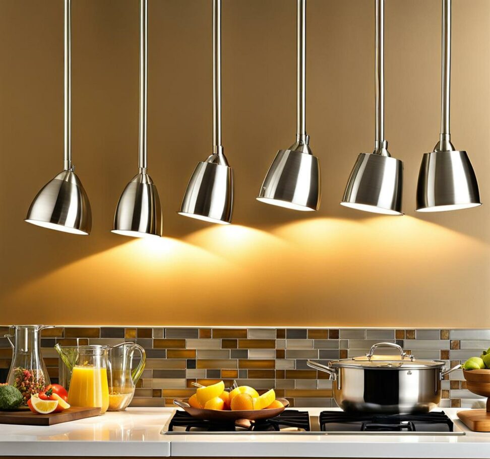 brushed nickel light fixtures for kitchen